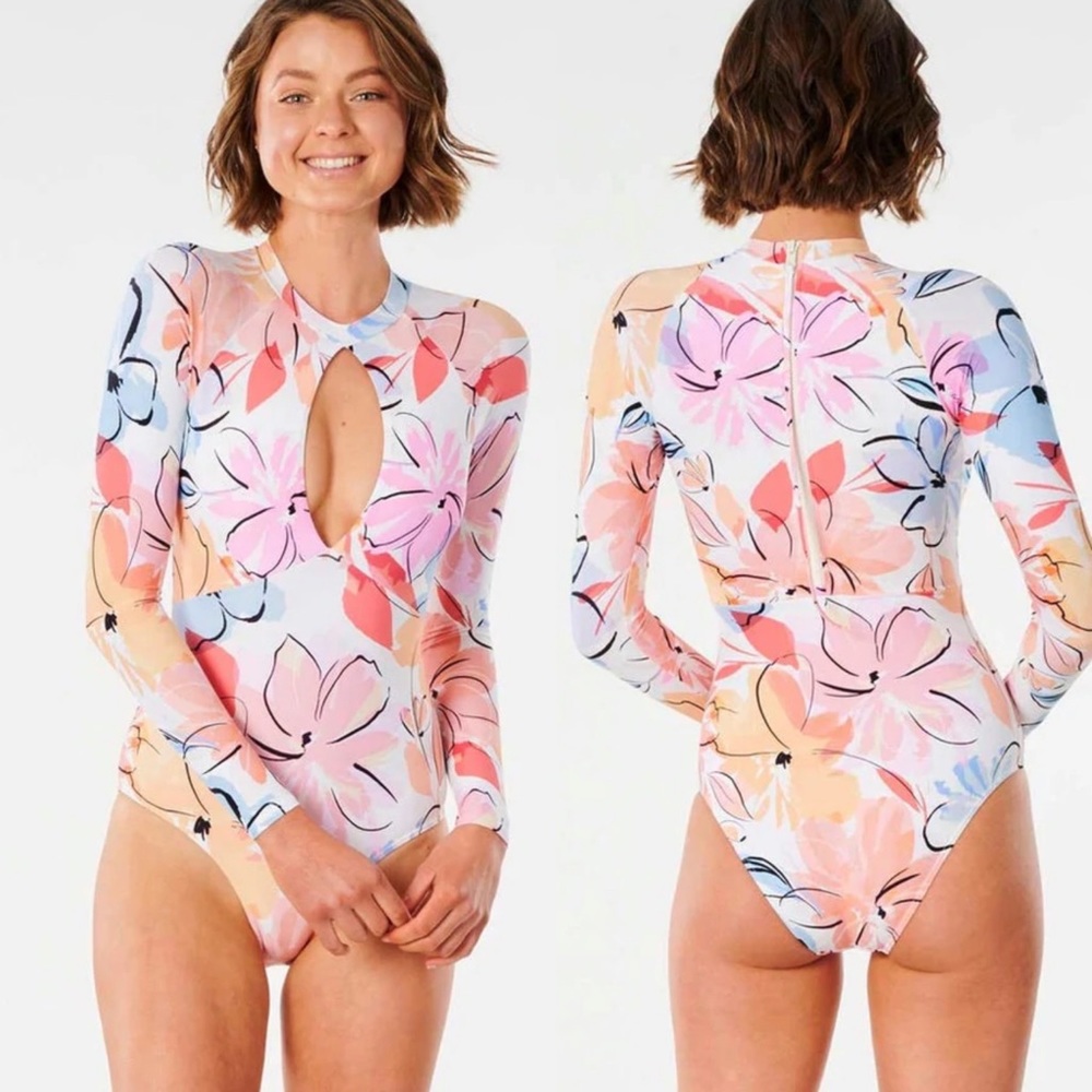 Rip Curl Blossom Good Coverage Long Sleeve One Piece Swimsuit NWT Women’s Size M